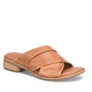 Sofft Fallon Ruched Leather Cross Strap Slide Sandals Sz 8.5